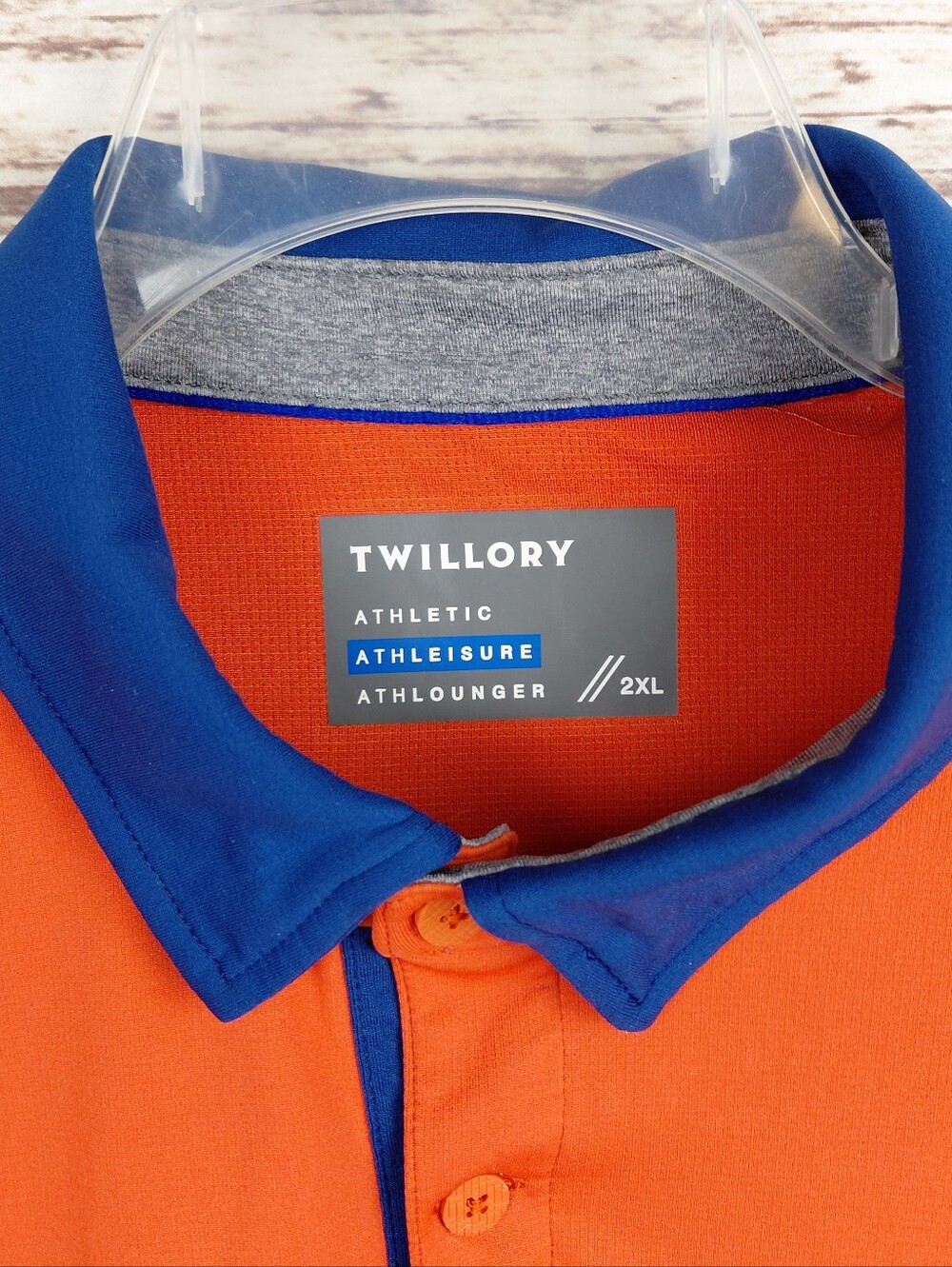 Twillory Mens 2XL Orange/Navy Short Sleeve Athletic Preformance Polo Shirt - Picture 4 of 9